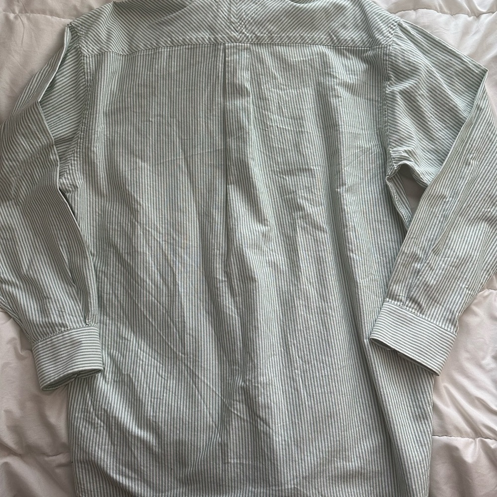 Tommy Hilfiger Oxford Green Striped Shirt Original Crest Logo Men's MEDIUM - Picture 7 of 10
